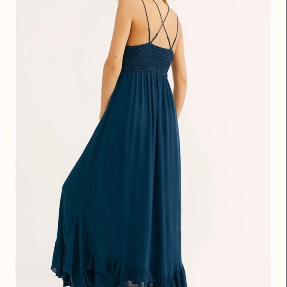 Free People Teal Fp One "Adella" Slip Crochet Casual Maxi Dress - Picture 2 of 16